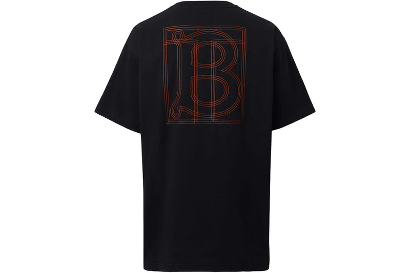 Burberry - T-shirt en coton à motif monogramme surpiqué Noir