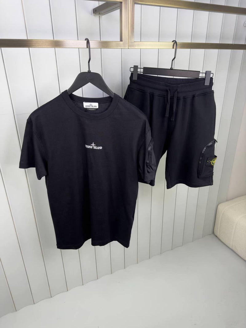 Stone Island - Ensemble T-SHIRT + SHORT Noir