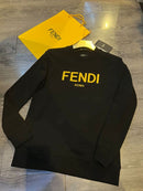 Fendi - Pull en coton FENDI Roma Noir et Jaune