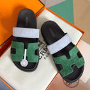 Sandales Chypres Hermes Vert sapin Bleu clair