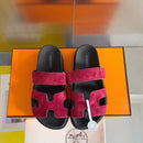 Hermes - Sandales Chypres Daim Rouge