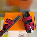 Hermes - Sandales Chypres Daim Rouge