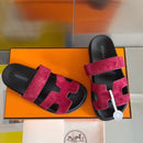 Hermes - Sandales Chypres Daim Rouge