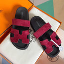 Hermes - Sandales Chypres Daim Rouge