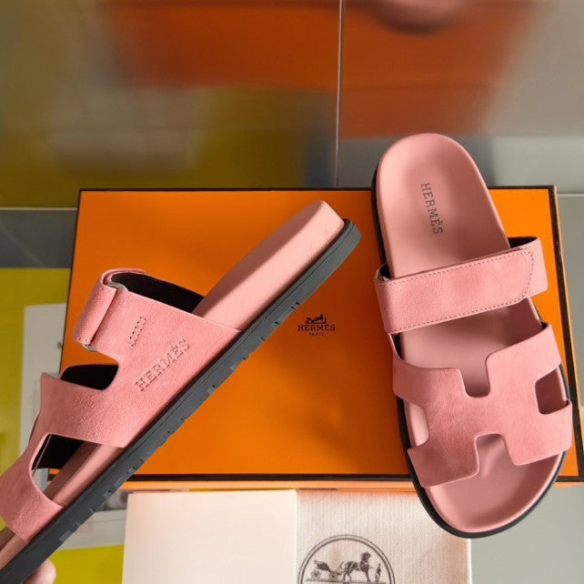 Hermes - Sandales Chypres Daim Rose Full