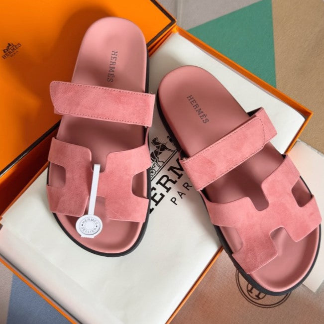 Hermes - Sandales Chypres Daim Rose Full