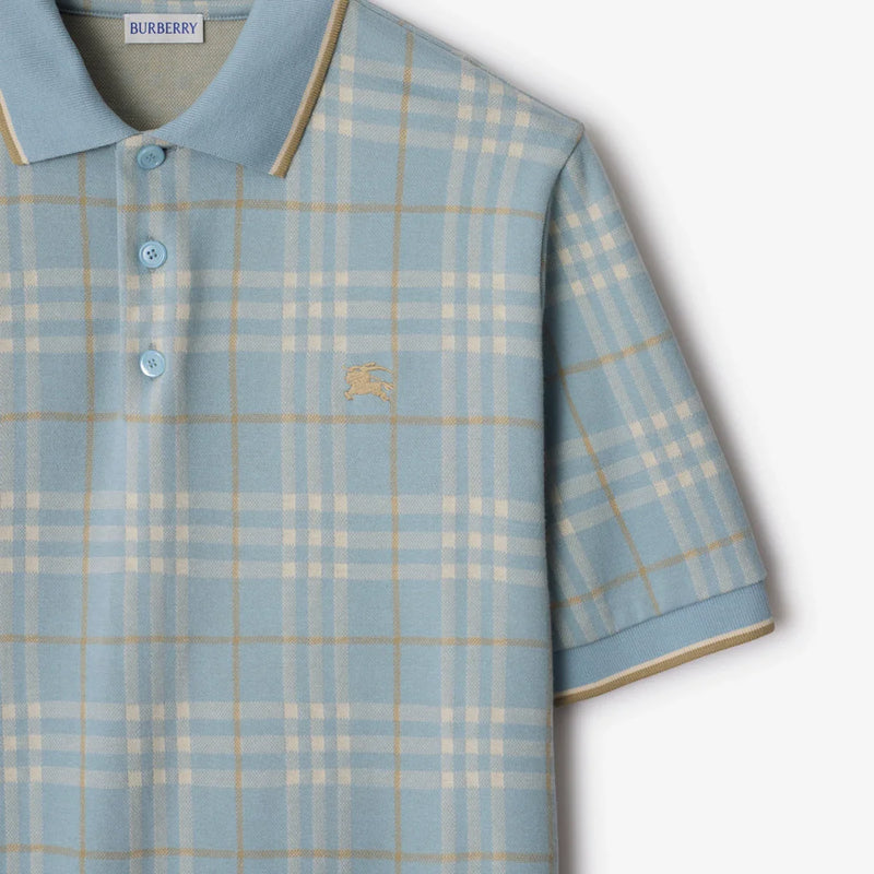 Burberry - Polo en coton Check Fog