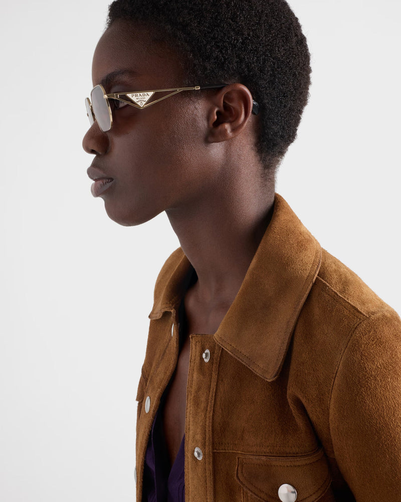 Prada - Lunettes De Soleil avec logo triangulaire Verres Caramel Dégradés