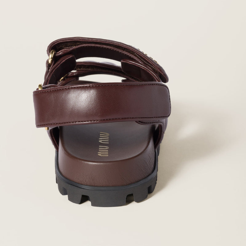 Miu Miu - Sandales sportives en cuir nappa matelassé Bruyère