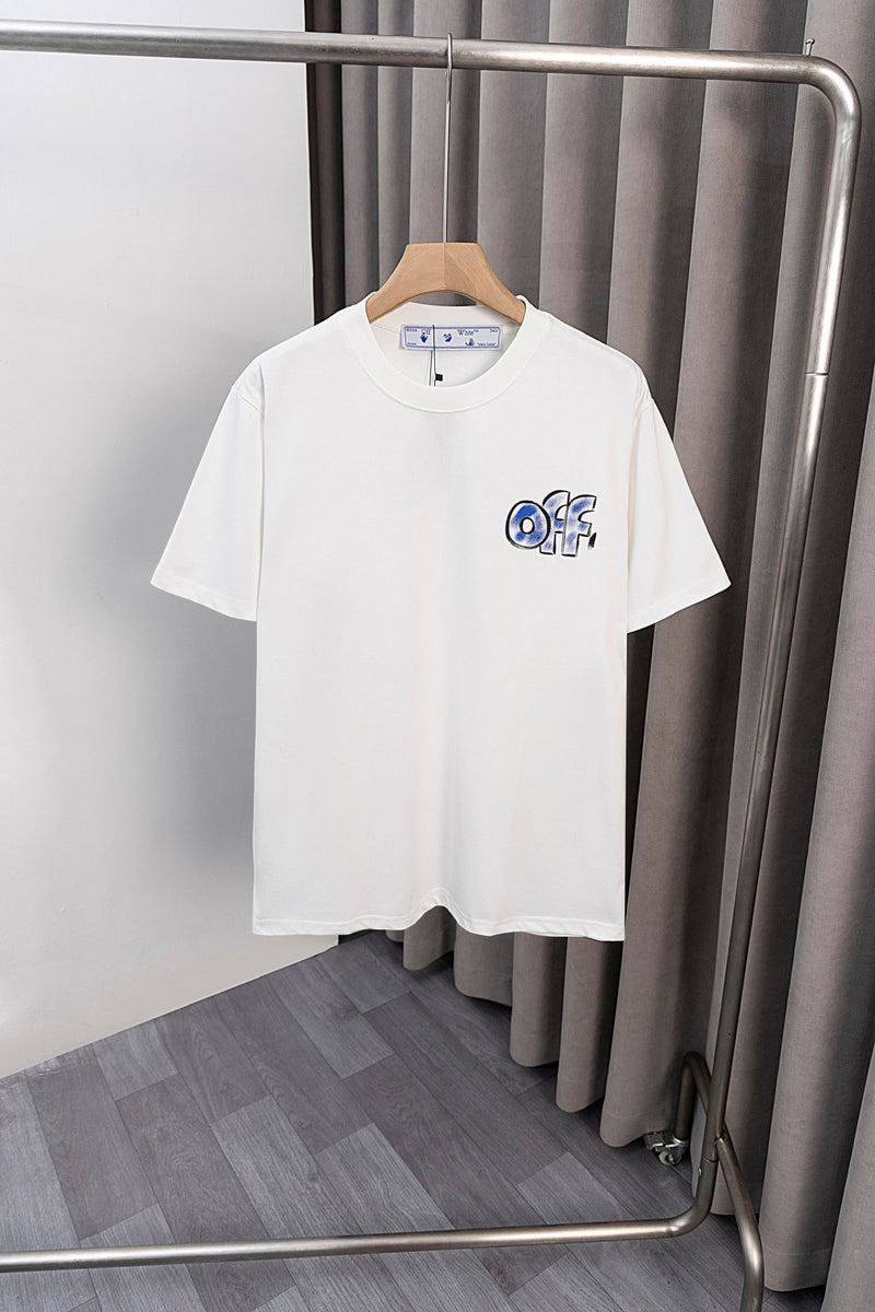 OFF-WHITE - T-shirt avec le logo "Off" sur le devant et "White" en bleu brillant au dos - Blanc