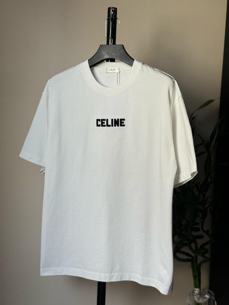 Celine - T-Shirt avec écriture Celine Blanc