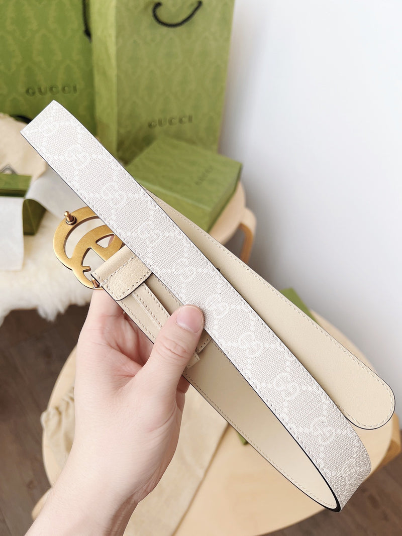 Gucci - Ceinture GG Doré Blanc F