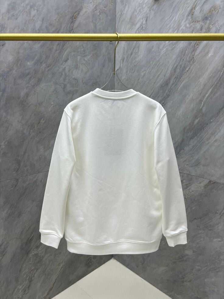 Moncler - Pull en coton floqué Moncler et logo Blanc