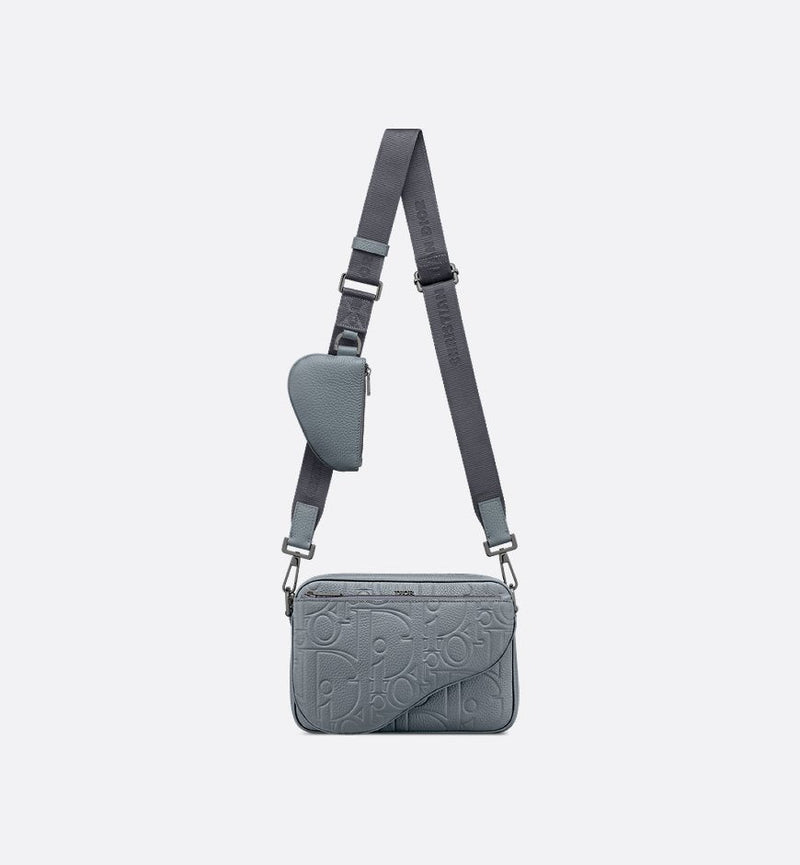 Triple Pouch Saddle Cuir Gris