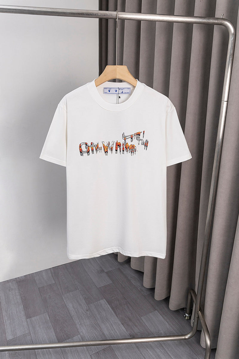 OFF-WHITE - T-shirt avec un design coloré et le logo "WHITE" avec des détails en couleurs vives au dos - Blanc