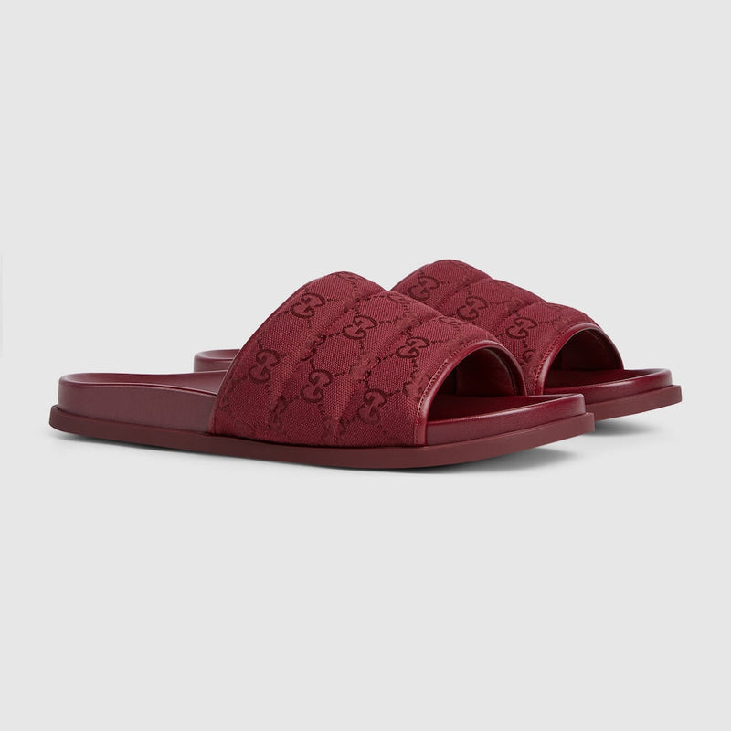 Gucci - Mules en Toile GG Matelassée Rouge Gucci Rossa Ancora