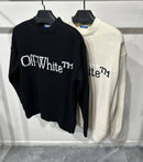 Off-White - Pull en laine à motif monogramme OW Noir/Blanc