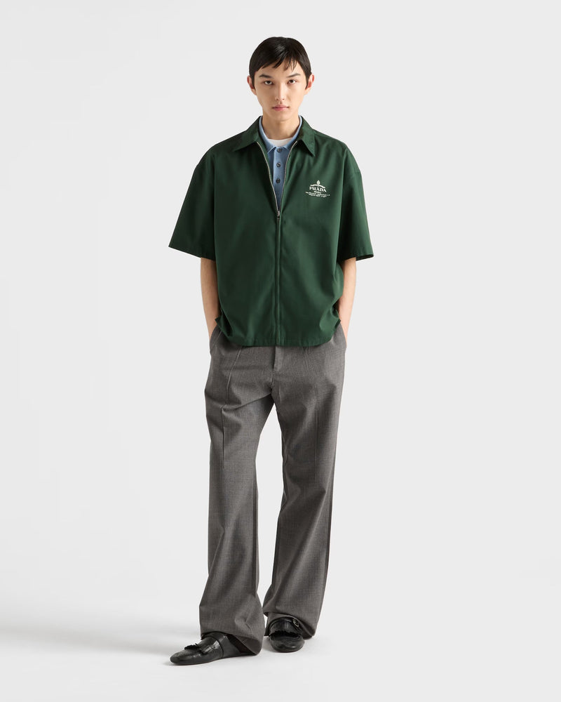 Prada - Chemise à manches courtes en coton technique Vert Billard