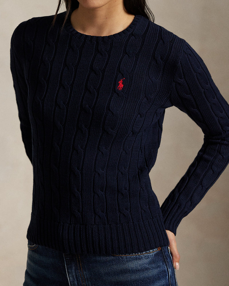 Ralph Lauren - Pull torsadé à col rond en coton Hunter Navy