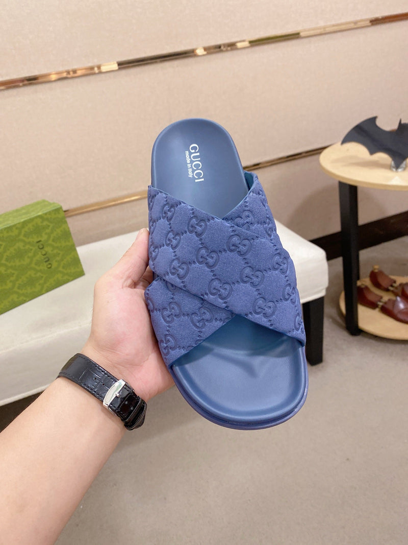 Gucci - Mules en Daim GG Bleu II