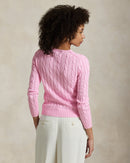 Ralph Lauren - Pull torsadé à col rond en coton Carmel Pink