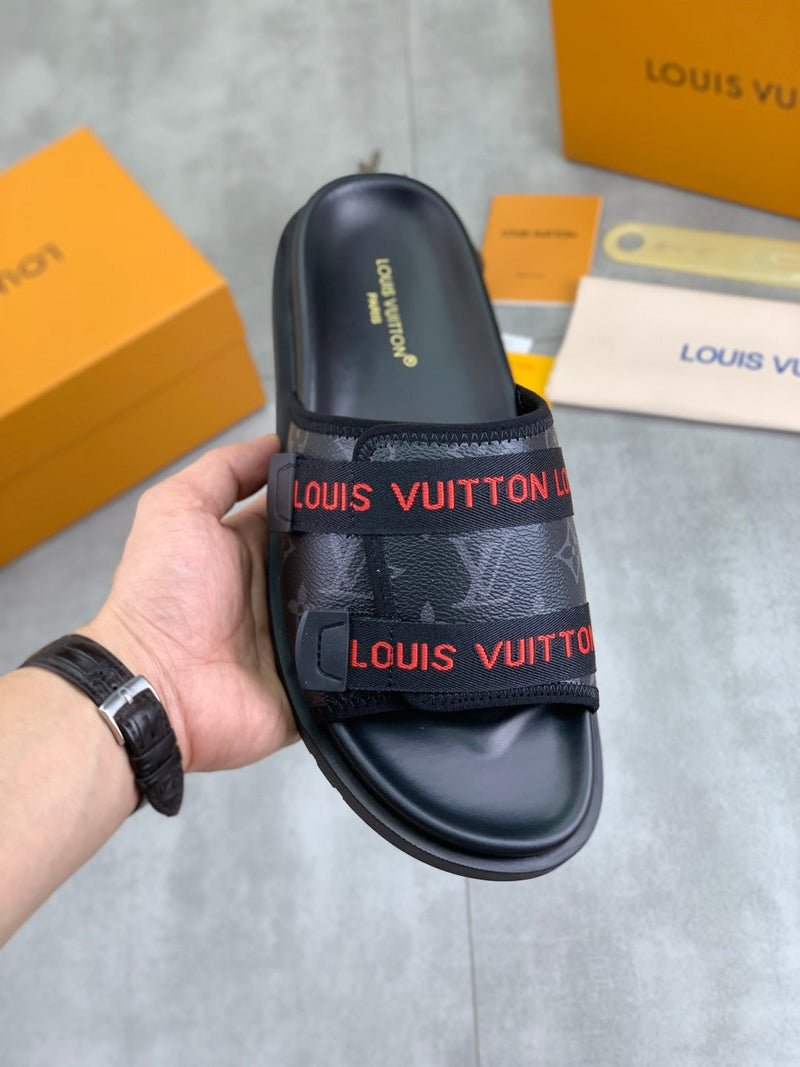 Louis Vuitton - Sandale LV avec bande en toile Noir