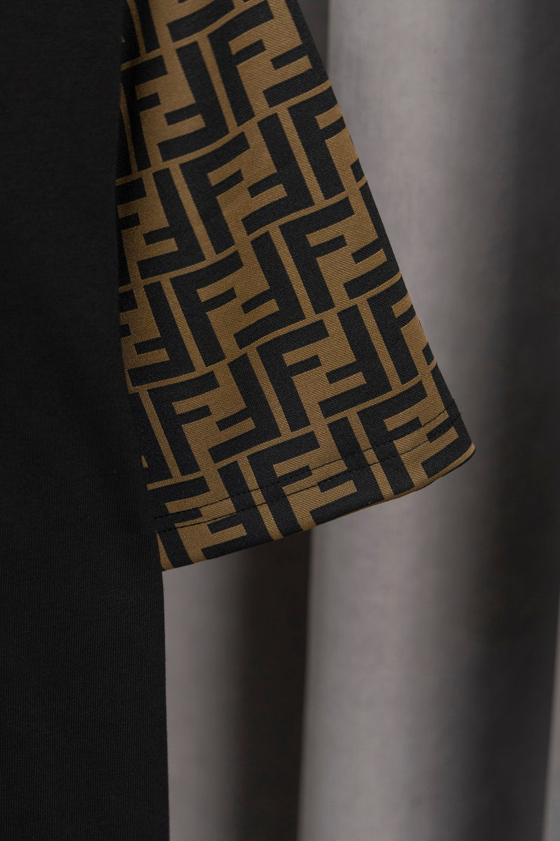 Fendi - T-shirt avec manches en motif monogramme FF - Noir et beige
