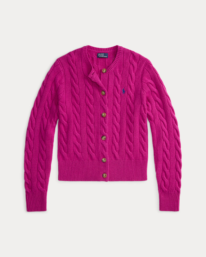 Ralph Lauren - Cardigan torsadé en laine et cachemire Bleu nuit hivernal