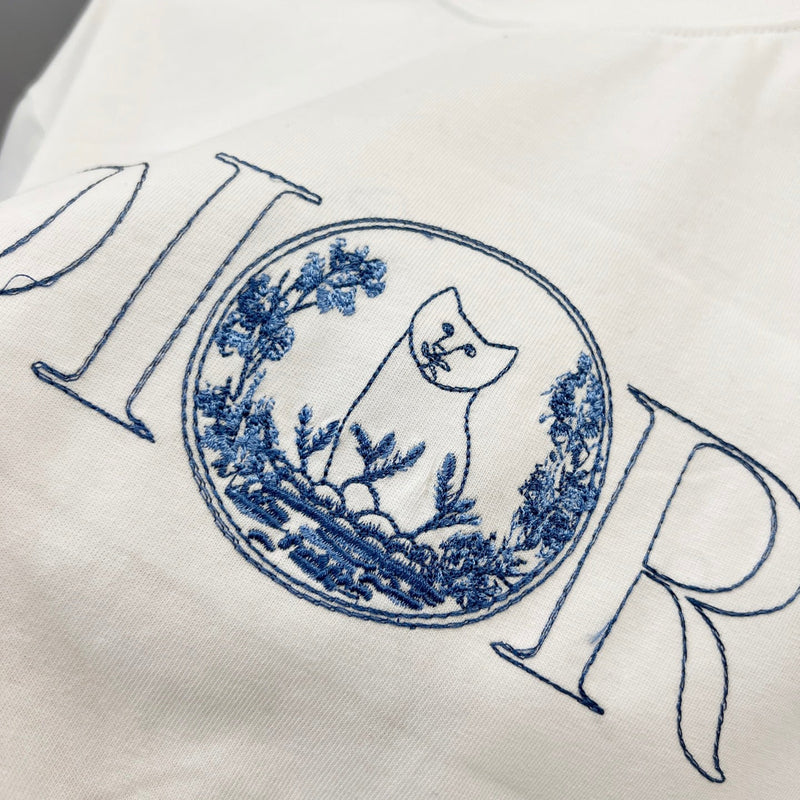 Dior - T-shirt en coton Dior Graphique Coloré Blanc