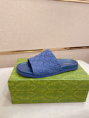 Gucci - Mules en Daim GG Bleu Clair