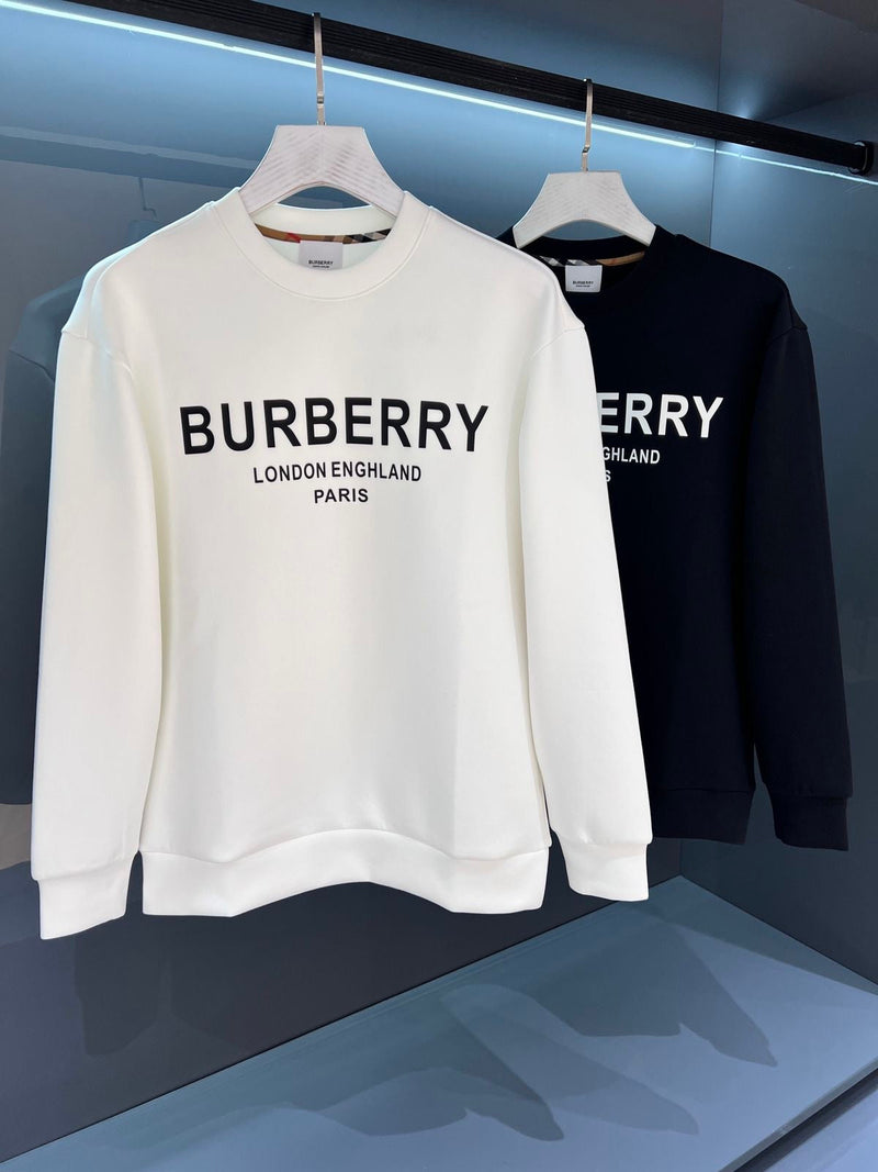 Burberry - Pull en coton logo Burberry Blanc/Noir