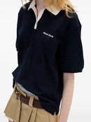 Miu Miu - Polo en coton Bleu Marine