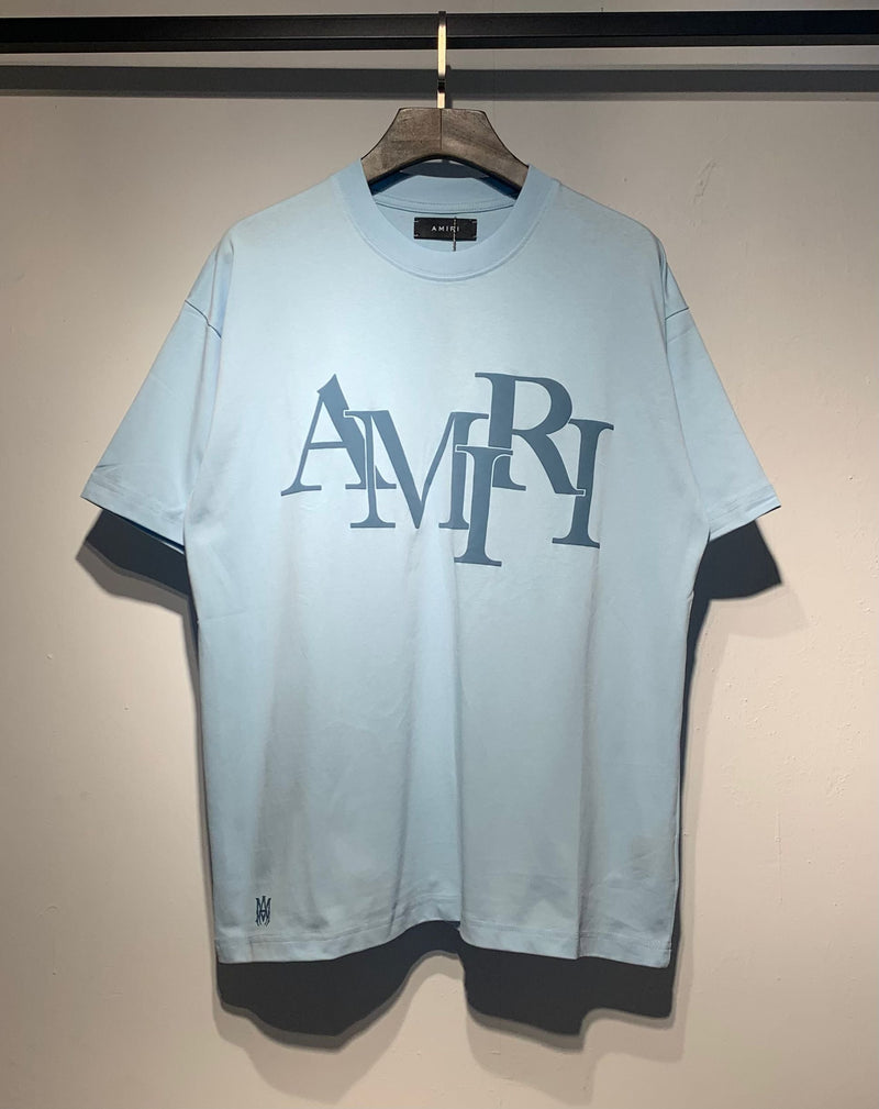 Amiri - T-shirt en coton écriture coloré Bleu