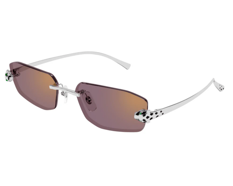 Cartier - Lunettes solaires Panthère Monture Argent Verres Violet