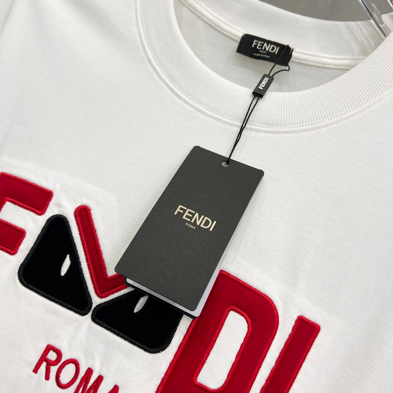 Fendi - T-shirt avec logo FF en rouge et blanc - Blanc