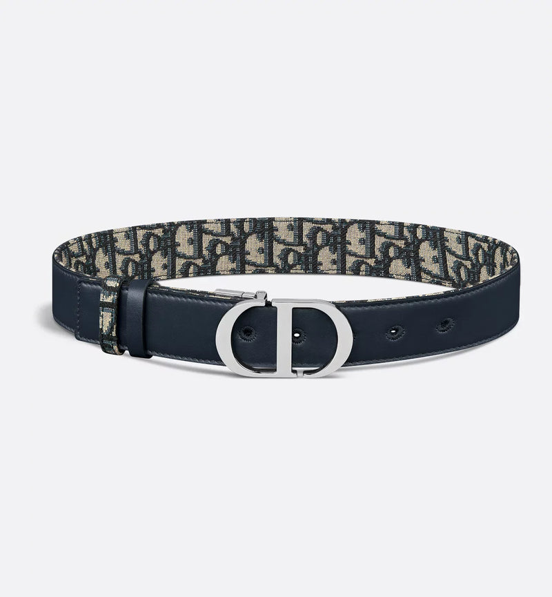Dior - Ceinture 30 Montaigne réversible Dior Oblique Bleu