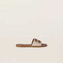 Miu Miu - Mules en toile et cuir Beige / Brandy