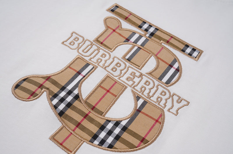 Burberry - T-shirt Burberry avec logo monogramme en tartan - Blanc