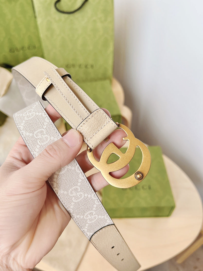 Gucci - Ceinture GG Doré Blanc F