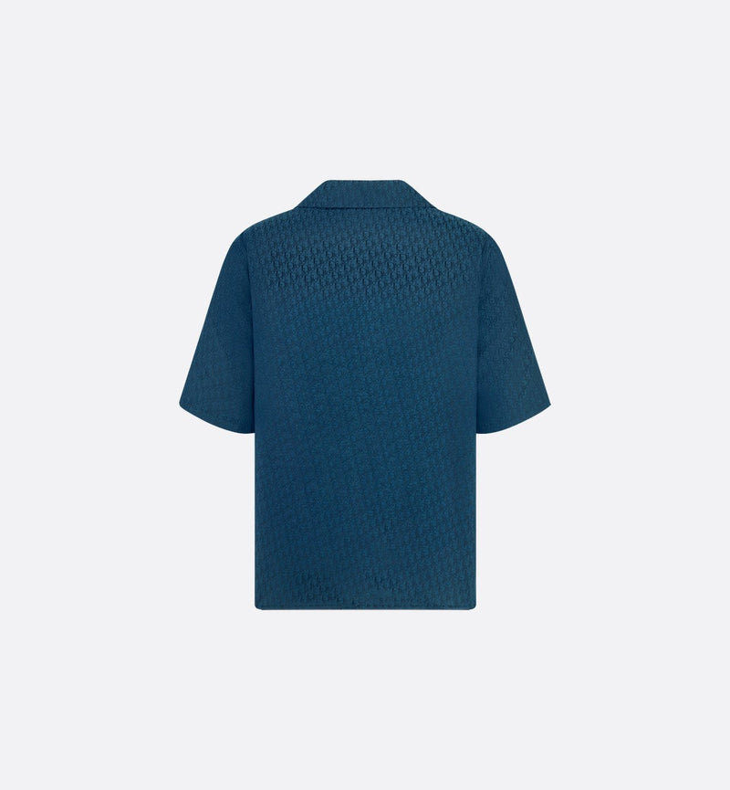 Dior - Chemise à manches courtes Dior Oblique Jacquard de soie et coton Bleu Marine