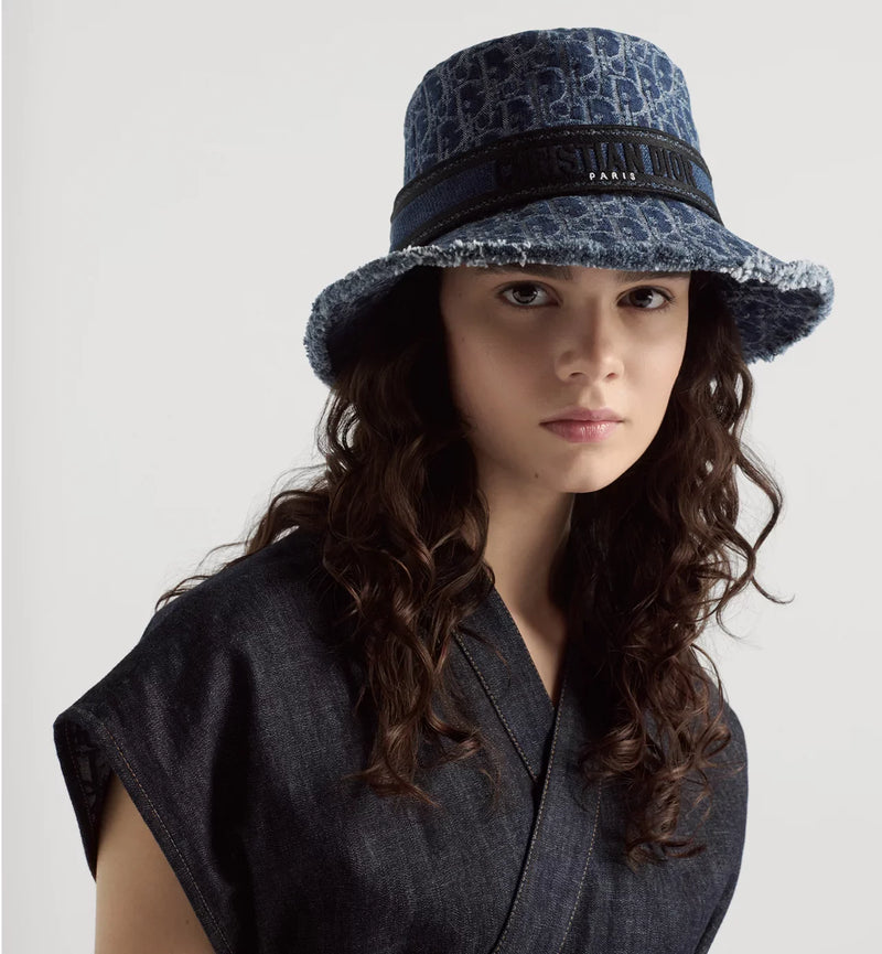 Dior - Bob D-Bobby Dior Oblique à petit bord Denim Bleu