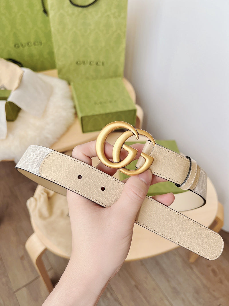 Gucci - Ceinture GG Doré Blanc F