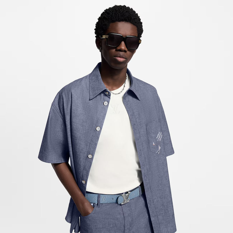 Louis Vuitton - Ceinture LV Dimension Monogram Héritage 40 mm réversible Bleu