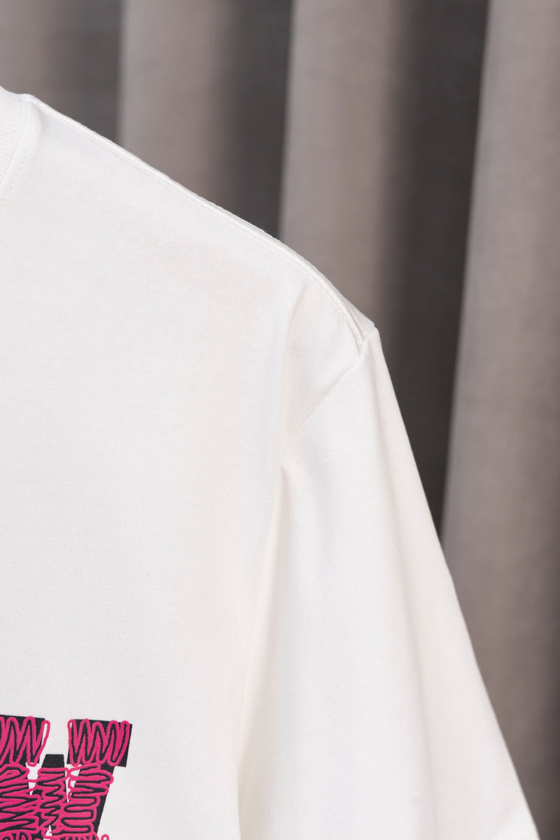 OFF-WHITE - T-shirt avec logo OW Blanc et Rose