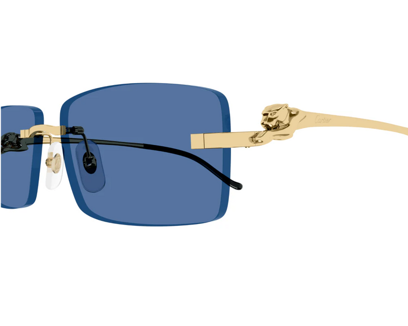 Cartier - Lunettes solaires Panthère Monture Or Verres Bleu