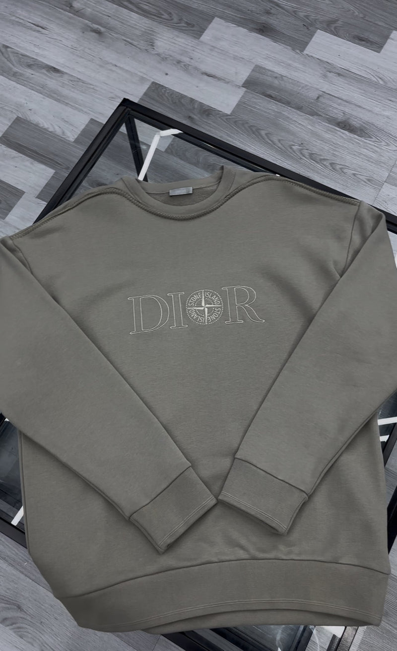 Dior x Stone Island - Pull en coton monogramme Dior x Stone Island Gris