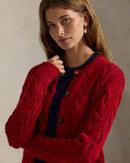Ralph Lauren - Cardigan torsadé en laine et cachemire Rouge coin du feu