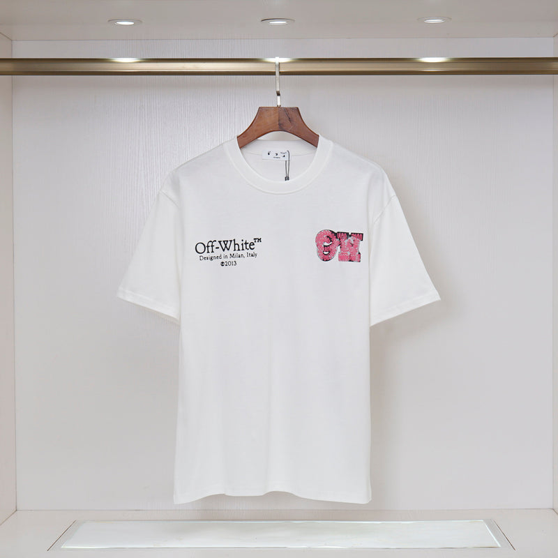 OFF-WHITE - T-shirt avec logo et design graphique rose au dos Blanc
