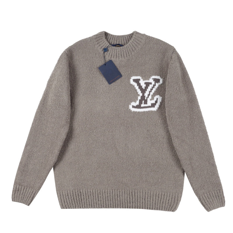 Louis Vuitton - Pull en laine a motif LV Taupe