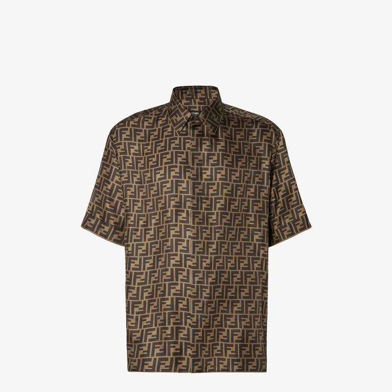Fendi - Chemise en soie FF Marron
